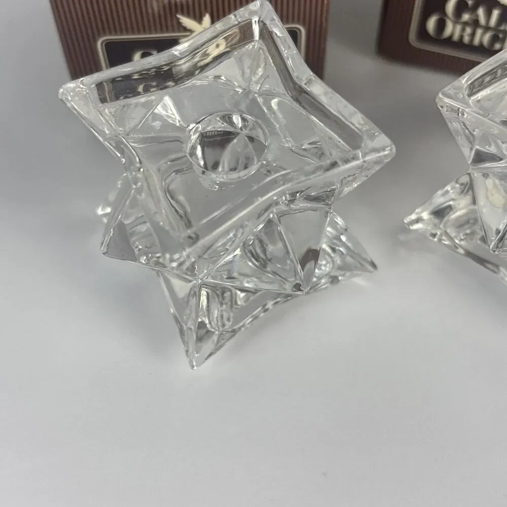Gallery Originals Stackable Star Lead Crystal Candleholders Set of 2 1.5